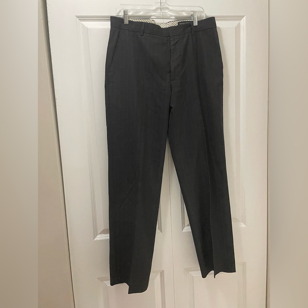 Banana Republic 34 x 32 Wool Blend Straight Leg Pinstriped Dress Pants